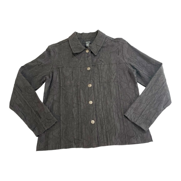 Kaktus Womens Long Sleeve Button Down Swirl Jacket Mirror Image Black Sz M - Picture 6 of 10